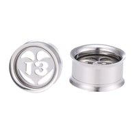 Load image into Gallery viewer, Schraubplug Tunnel Edelstahl dünn silber Pik 13
