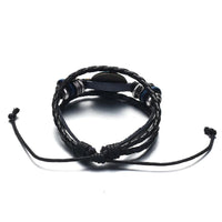Load image into Gallery viewer, Viking Kompass Leder Armband schwarz silber verstellbar
