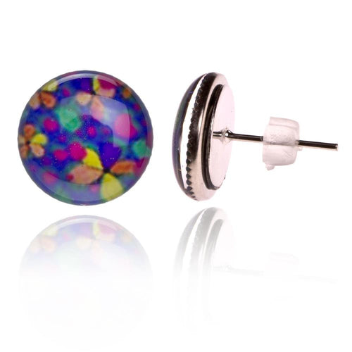 Resin Ohrstecker Blumen blau bunt Edelstahl Chirurgenstahl Damen nickelfrei Ohrringe - chic - net.de