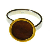 Load image into Gallery viewer, Ring 925 Silber vergoldet Holz Kreis Kelch verstellbar - chic - net.de
