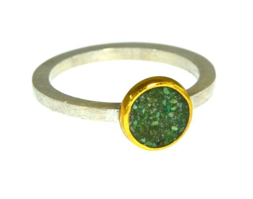 Ring Silber 925 vergoldet crushed Malachit Stein Kreis - chic - net.de