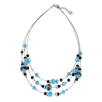 Load image into Gallery viewer, Schmuckset Kette Perlen blau schwarz Glasperlen Ohrringe blau Halskette Damen Schmuckdraht verstellbar ca 46 cm - chic - net.de
