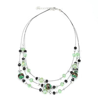 Load image into Gallery viewer, Schmuckset Kette Perlen grün schwarz Glasperlen Ohrringe grün Halskette Damen Schmuckdraht verstellbar ca 46 cm - chic - net.de
