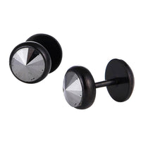 Load image into Gallery viewer, Schraubverschluss Fake Piercing Expander Edelstahl schwarz silberner Stein Ø 13 mm - chic - net.de
