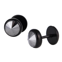 Load image into Gallery viewer, Schraubverschluss Fake Piercing Expander Stein silber Halbrund schwarz Edelstahl - chic - net.de
