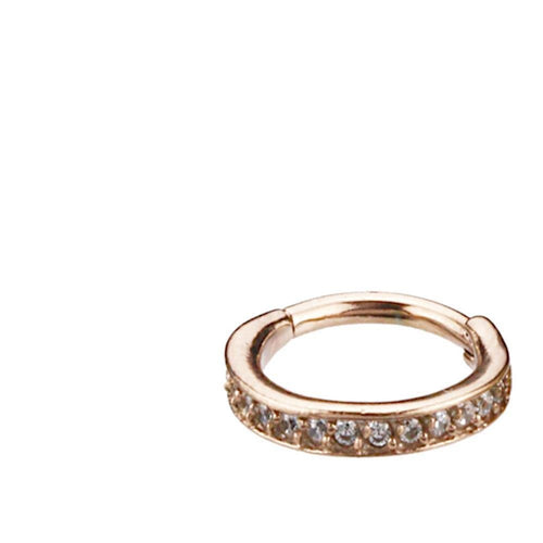 Segmentring Piercing Kristalle unten Edelstahl Gold PVD - chic - net.de