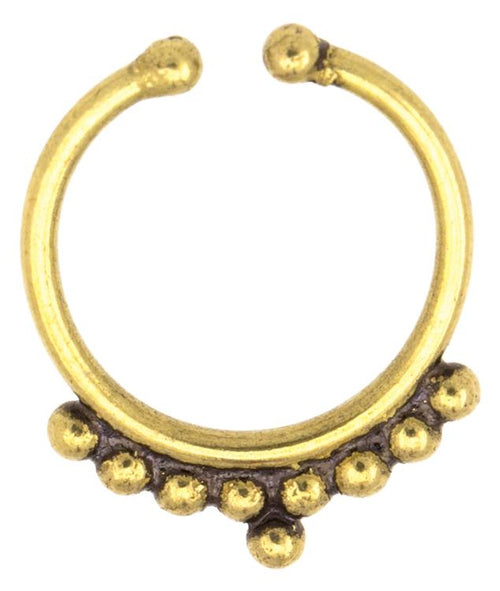 Septum Fake Piercing Nasenringe Spitze Messing goldfarben nickelfrei antik exotisch - chic - net.de