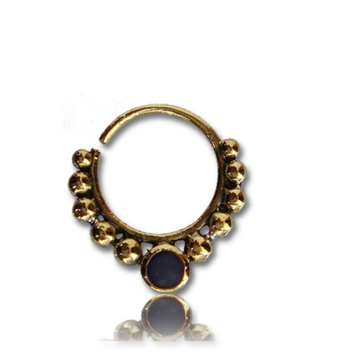 Septum Piercing Nasenringe Onyx Kugeln Messing 1 mm golden antik Ohrring schwarz - chic - net.de