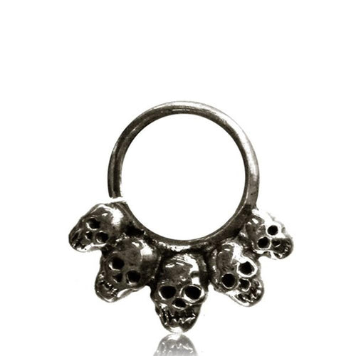 Septum Piercing Nasenringe Totenköpfe 1 mm silbern Brass nickelfrei Ohrring antik exotisch - chic - net.de