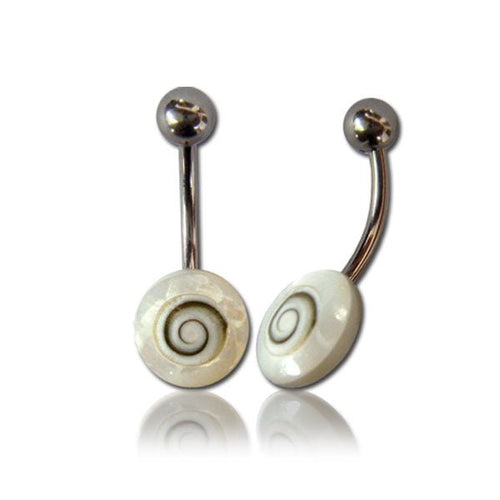 Shivaauge Perlmutt Rand Bauchnabelpiercing Scheibe Kugel Bananenpiercing Edelstahl - chic - net.de