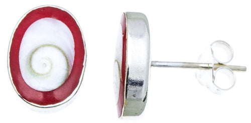 Shivaauge rot Rand oval 12 mm Silberohrstecker Ohrstecker 925er Silber Shiva Auge Eye - chic - net.de