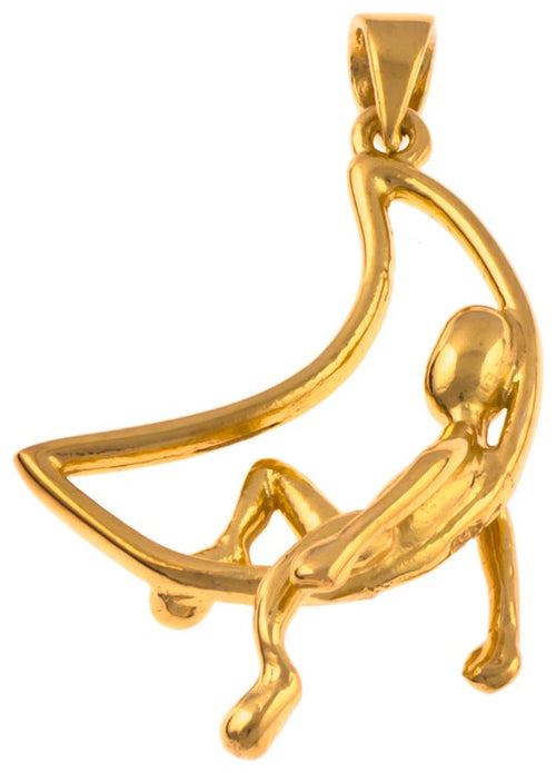 Silberanhänger Halbmond Männchen vergoldet glänzend gold Anhänger 925er Sterling Silber - chic - net.de