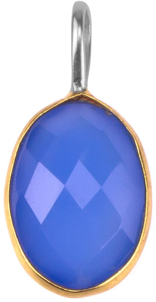 Silberanhänger vergoldet oval Stein Calcit blau facettiert 925 Sterling Silber Anhänger - chic - net.de