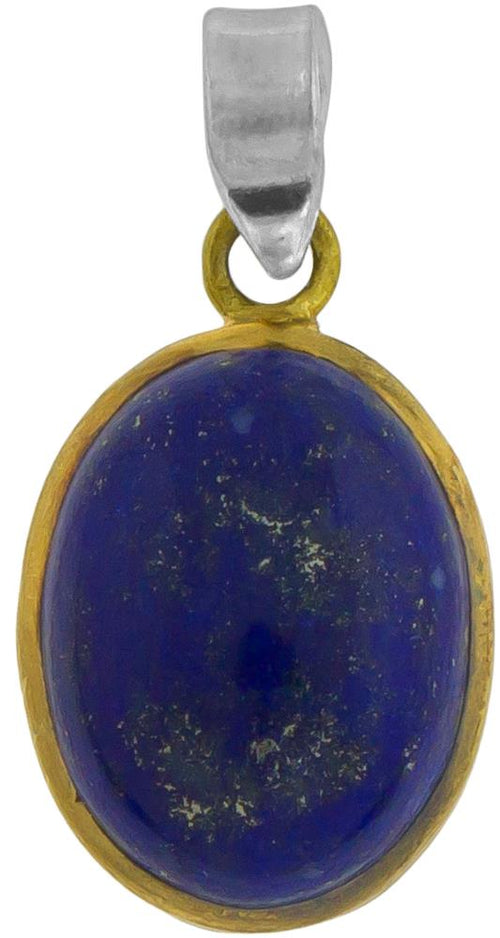 Silberanhänger vergoldet oval Stein Lapis blau Anhänger 925 Sterling Silber Lazuli - chic - net.de