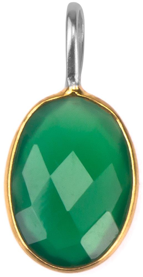 Silberanhänger vergoldet oval Stein Onyx grün facettiert 925 Sterling Silber Anhänger - chic - net.de