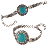 Load image into Gallery viewer, Silbern Brass Armband Türkis antik Perle Spiralen Muster rund 14 - 21 cm verstellbar - chic - net.de

