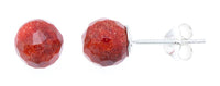 Load image into Gallery viewer, Silberohrstecker 8 mm Kugel Koralle facettiert 925er Sterling Silber Fassung - chic - net.de
