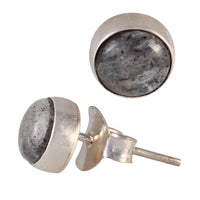 Load image into Gallery viewer, Silberohrstecker Labradorit rund Silberfassung Damen Ohrstecker 925er Sterling Silber - chic - net.de
