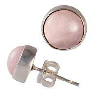 Load image into Gallery viewer, Silberohrstecker Rosenquarz rund Silberfassung Damen Ohrstecker 925er Sterling Silber - chic - net.de
