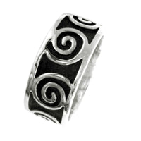 Load image into Gallery viewer, Silberring Muster Spiralen dunkel oxidiert 925er Sterling Silber Damen Silberschmuck Ringe - chic - net.de
