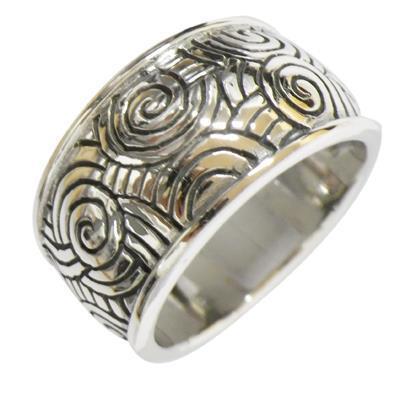 Silberring Spiral Gravur oxidiert Ring 925er Sterling Silber Damen Designer Schmuck - chic - net.de