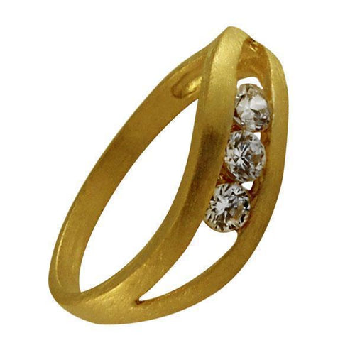 Silberring vergoldet wellig drei Zirkonia Steine 925er Sterling Silber Designer Ringe Schmuck - chic - net.de
