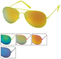 Load image into Gallery viewer, Sonnenbrille Pilotenbrille 400 UV buntes Metallgestell verspiegelt bunte Kappen - chic - net.de
