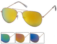 Load image into Gallery viewer, Sonnenbrille Pilotenbrille 400 UV Metall golden verspiegelt transparente Kappen - chic - net.de
