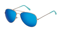 Load image into Gallery viewer, Sonnenbrille Pilotenbrille 400 UV verspiegelt golden Doppelsteg bunte Kappen - chic - net.de
