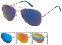 Load image into Gallery viewer, Sonnenbrille Pilotenbrille 400 UV verspiegelt golden Doppelsteg bunte Kappen - chic - net.de
