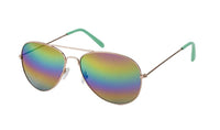 Load image into Gallery viewer, Sonnenbrille Pilotenbrille 400 UV verspiegelt golden Doppelsteg bunte Kappen - chic - net.de
