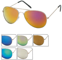 Cargar imagen en el visor de la galería, Sonnenbrille Pilotenbrille 400 UV verspiegelt golden Doppelsteg pink grün gelb blau - chic - net.de

