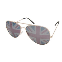 Load image into Gallery viewer, Sonnenbrille Pilotenbrille Union Jack Linse golden silbern 400 UV Retro Flagge - chic - net.de

