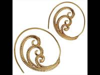 Cargar imagen en el visor de la galería, Spiralen Ohrringe Brass Punkte drei Spiralen antik golden Tribal Piercing - chic - net.de
