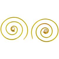 Load image into Gallery viewer, Spiralen Ohrringe dünn Perlen rund Messing antik golden nickelfrei Piercing Tribal Schmuck Brass - chic - net.de
