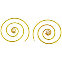 Load image into Gallery viewer, Spiralen Ohrringe dünn Perlen rund Messing antik golden nickelfrei Piercing Tribal Schmuck Brass - chic - net.de
