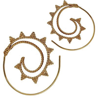 Cargar imagen en el visor de la galería, Spiralen Ohrringe Kugel Zacken doppellagig Brass antik golden Tribal Piercing - chic - net.de
