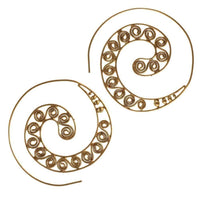 Cargar imagen en el visor de la galería, Spiralen Ohrringe S - Formen Spiralen Messing Brass antik golden Tribal Ohrhänger - chic - net.de
