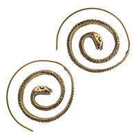 Load image into Gallery viewer, Spiralen Ohrringe Schlange gemustert rund Messing antik golden Piercing Tribal Schmuck - chic - net.de
