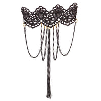 Load image into Gallery viewer, Stoff Armband schwarz, Brass - Kettchen hängend gothic, verstellbar, Karabinerhaken - chic - net.de
