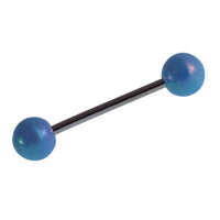 Load image into Gallery viewer, Straight Barbell Piercing Basic Edelstahl Kugeln hellblau schimmernd 25 mm lang - chic - net.de
