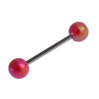 Cargar imagen en el visor de la galería, Straight Barbell Piercing Basic Edelstahl Kugeln rot schimmernd 25 mm lang - chic - net.de
