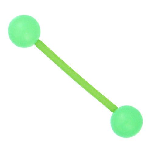 Straight Barbell Piercing in Grün Neon aus flexiblem Kunststoff groß mit Kugeln - chic - net.de
