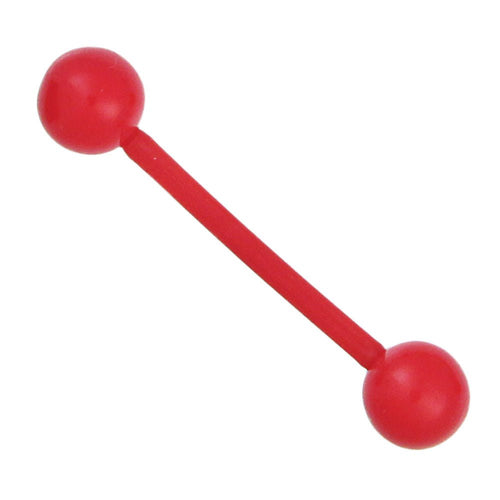 Straight Barbell Piercing in Rot aus flexiblem Kunststoff groß mit Kugeln - chic - net.de