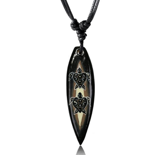 Surferkette braun gelb schwarz Schildkröten Holzkette Sonoholz Unisex verstellbar - chic - net.de