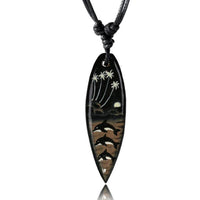 Load image into Gallery viewer, Surferkette braun weiß schwarz Delfine Palmen Holzkette Sonoholz Unisex verstellbar - chic - net.de
