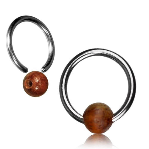 Tamarindenholz Universal Piercing Klemmkugel Ring silbern Septum Helix Tragus - chic - net.de
