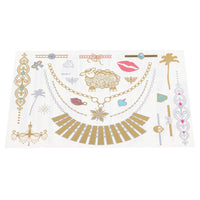 Cargar imagen en el visor de la galería, Tattoo bunt golden silbern viele Motive groß klein Kette Schnörkel 23 Motive 1 Bogen - chic - net.de
