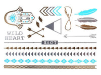 Load image into Gallery viewer, Tattoo golden silbern temporär Motivbogen Klebetattoos blau Khamsa Schmuck Tattoos - chic - net.de
