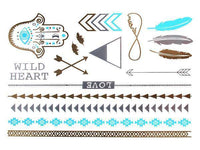 Load image into Gallery viewer, Tattoo golden silbern temporär Motivbogen Klebetattoos blau Khamsa Schmuck Tattoos - chic - net.de
